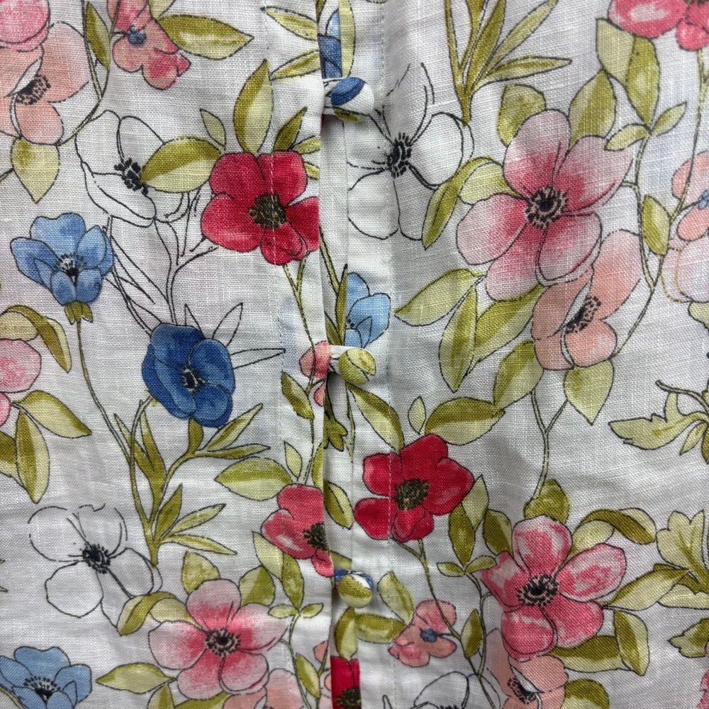 J. Jill Love Linen Floral Sleeveless Top M. Full Button Back Cottagecore Coastal - Picture 6 of 11